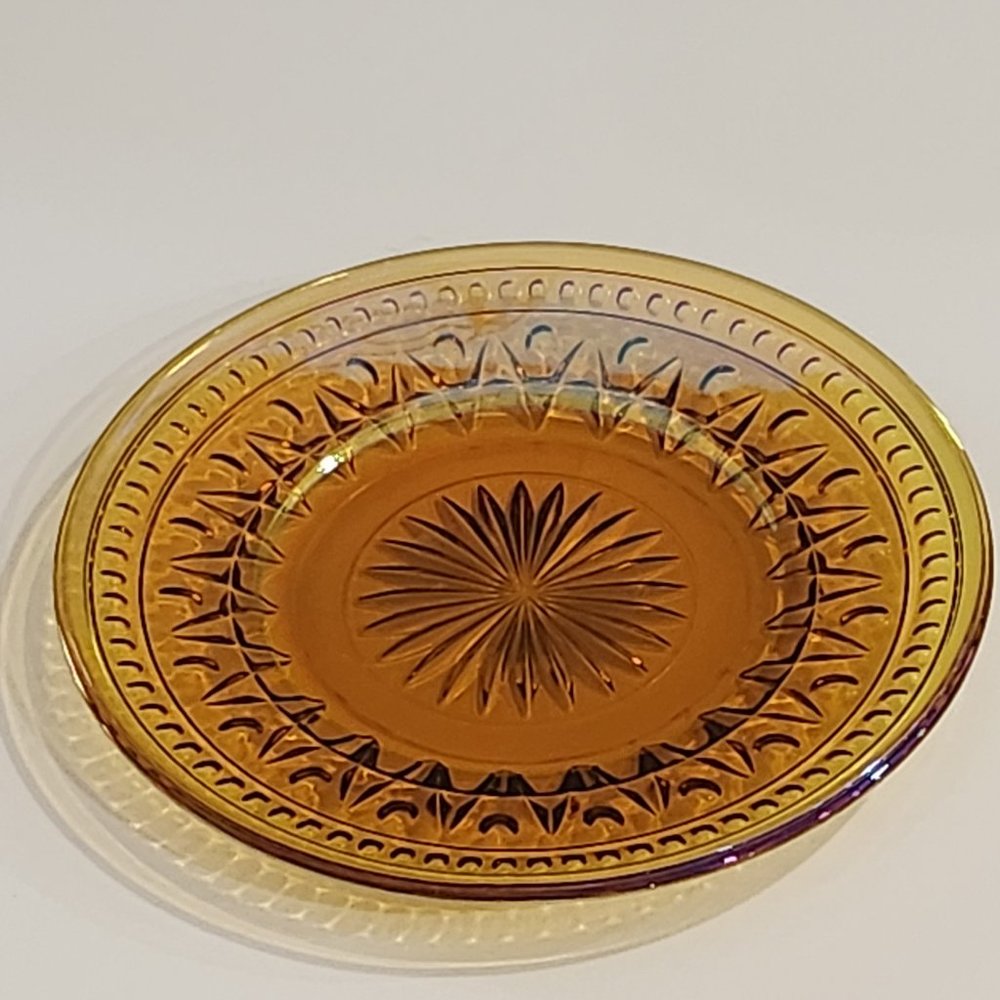 Vintage Amber Carnival Glass Park Lane Colonial Pattern by Indiana Glass